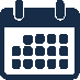 Icon of a calendar with grid and two rings at the top.