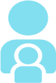 Blue icon of an adult figure with a smaller child figure in front, symbolizing parent and child.