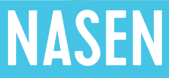 NASEN logo in white letters on a blue rectangular background.