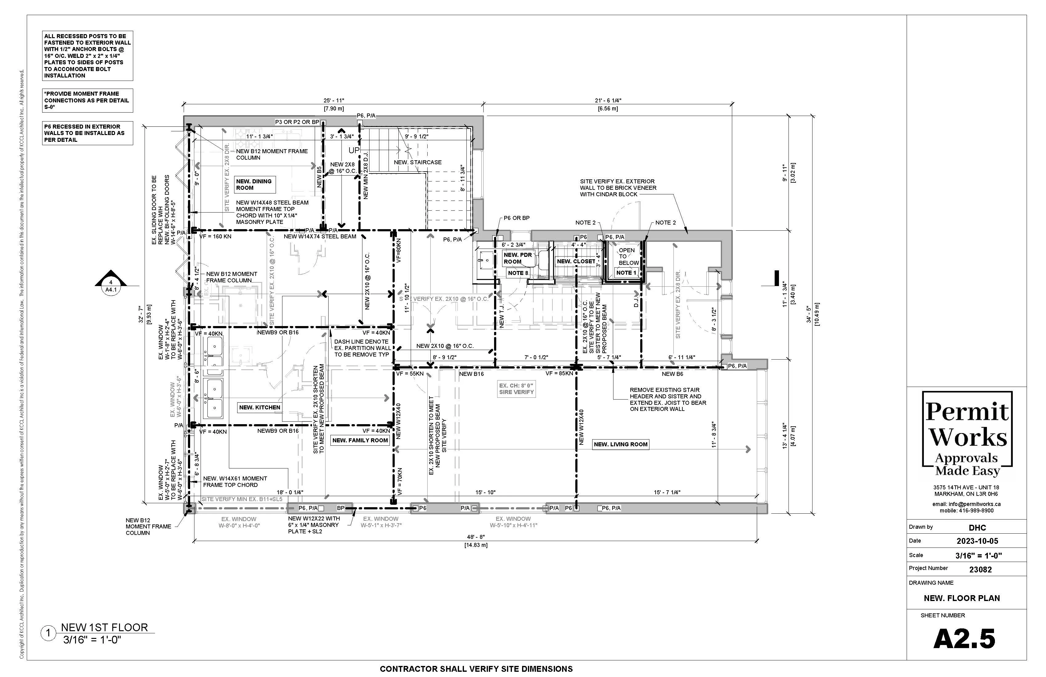 Load-Bearing Wall Permit permit drawing example and code review