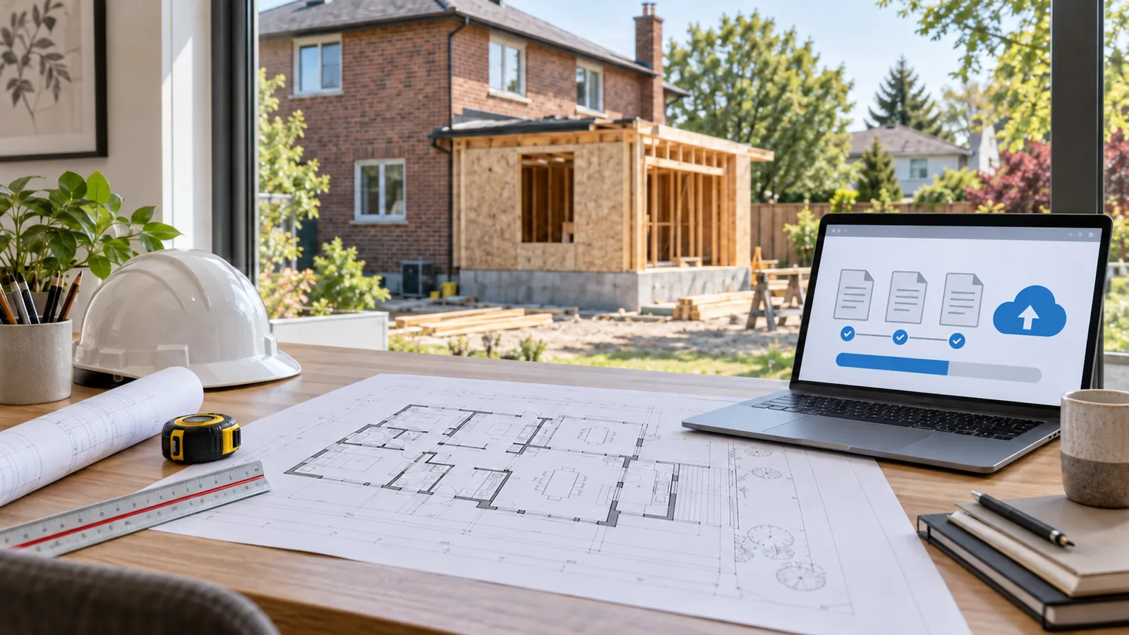 Pickering home addition with coordinated permit drawings and a digital submission workspace
