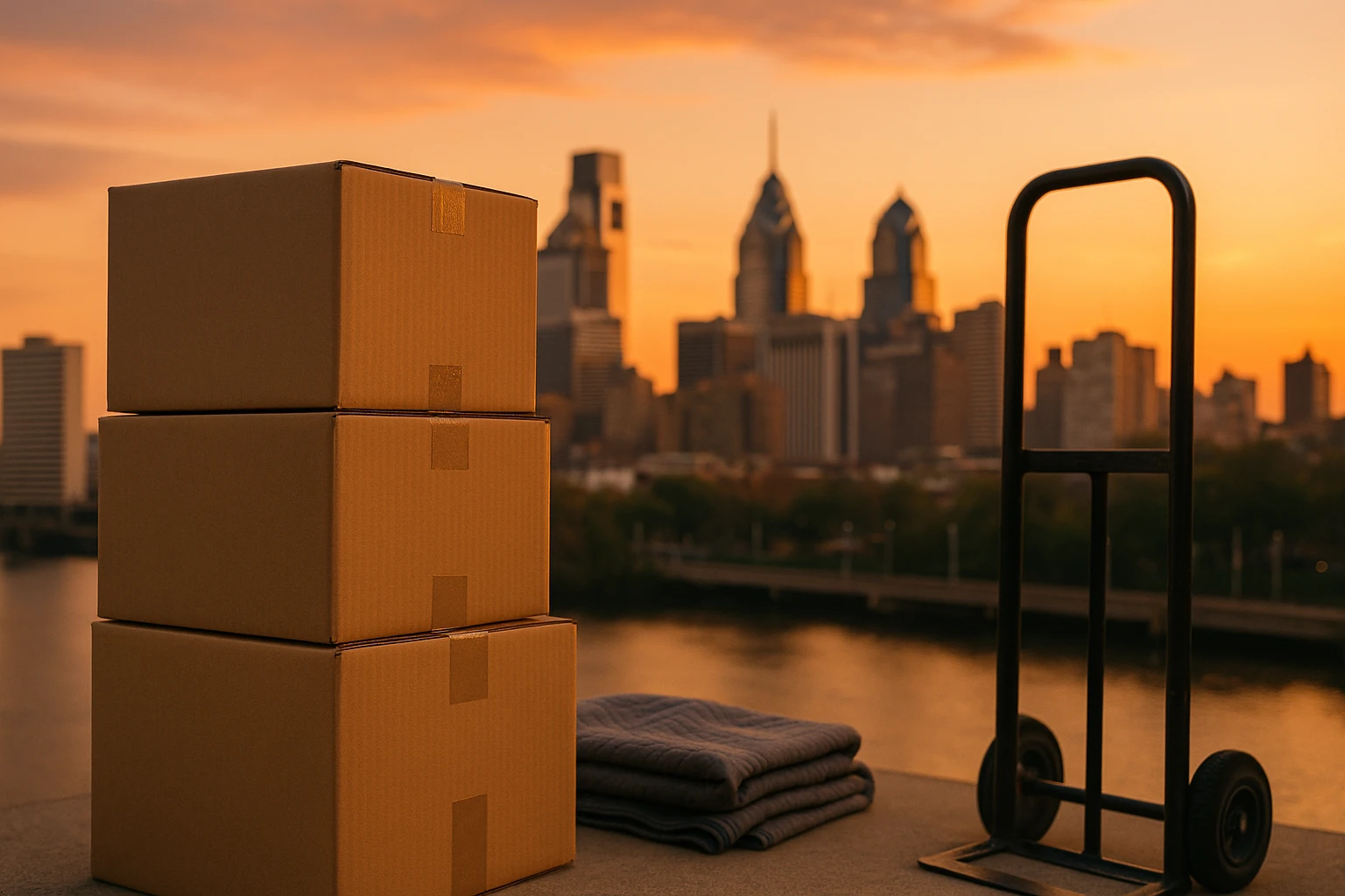 A close-up of a stack of packed boxes with a