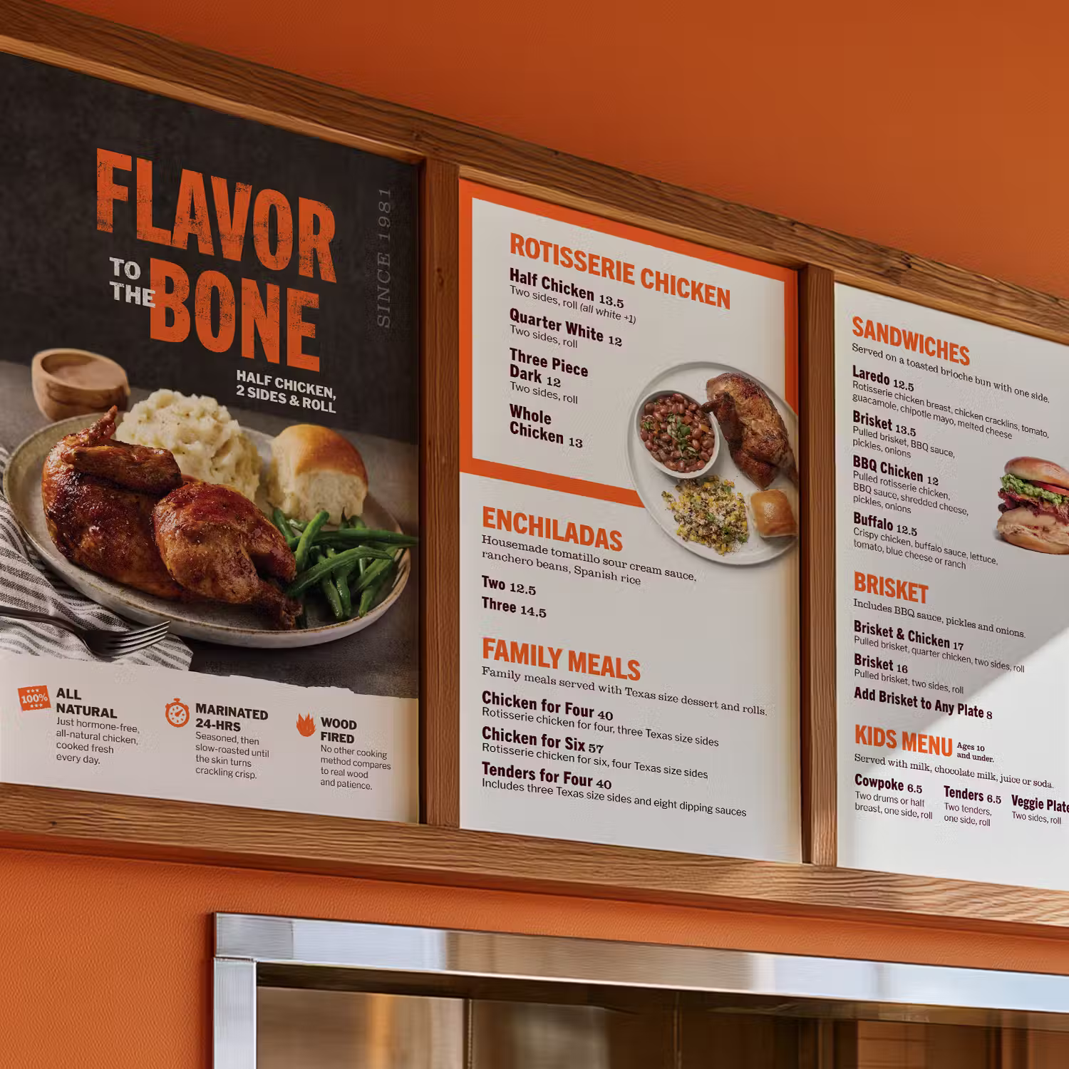 cowboy chicken menu panels