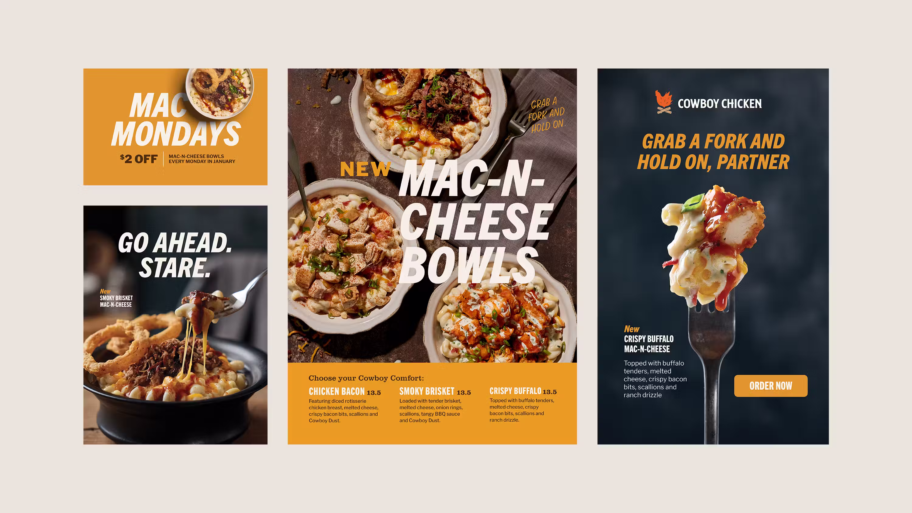 Cowboy Chicken Mac-n-cheese LTO promotion components