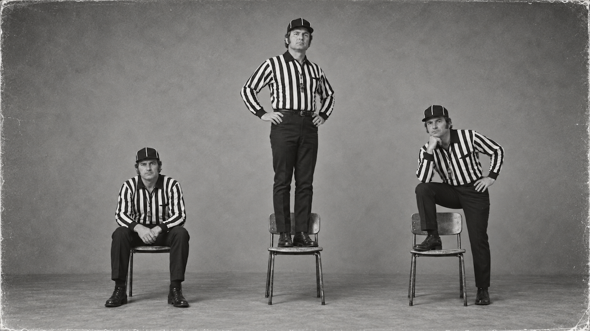 Three referees, one kind of chair: a seat, a step stool and a footrest.