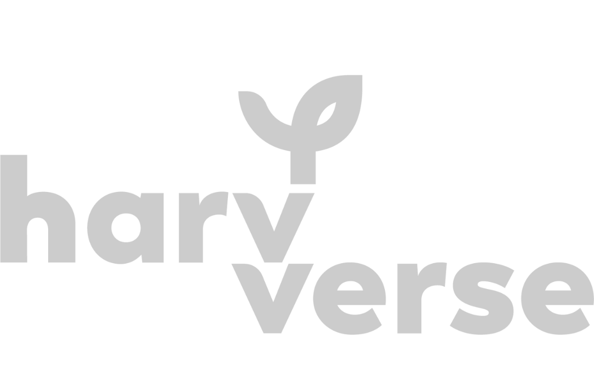Harvest logo with a plant sprouting from the letter v.