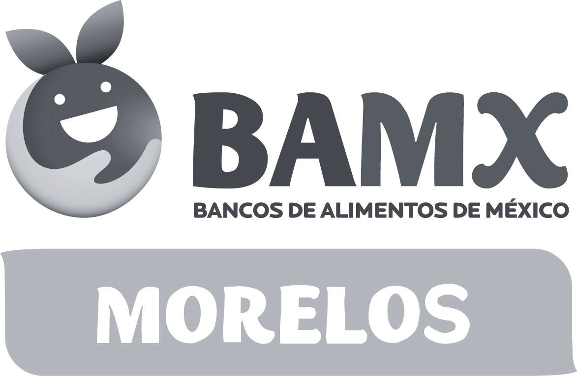 BAMX logo with a smiling fruit icon and text 'Bancos de Alimentos de México' and 'Morelos'.