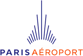 Logo paris aérport avec des lignes verticales représentant une tour ou un monument stylisé.