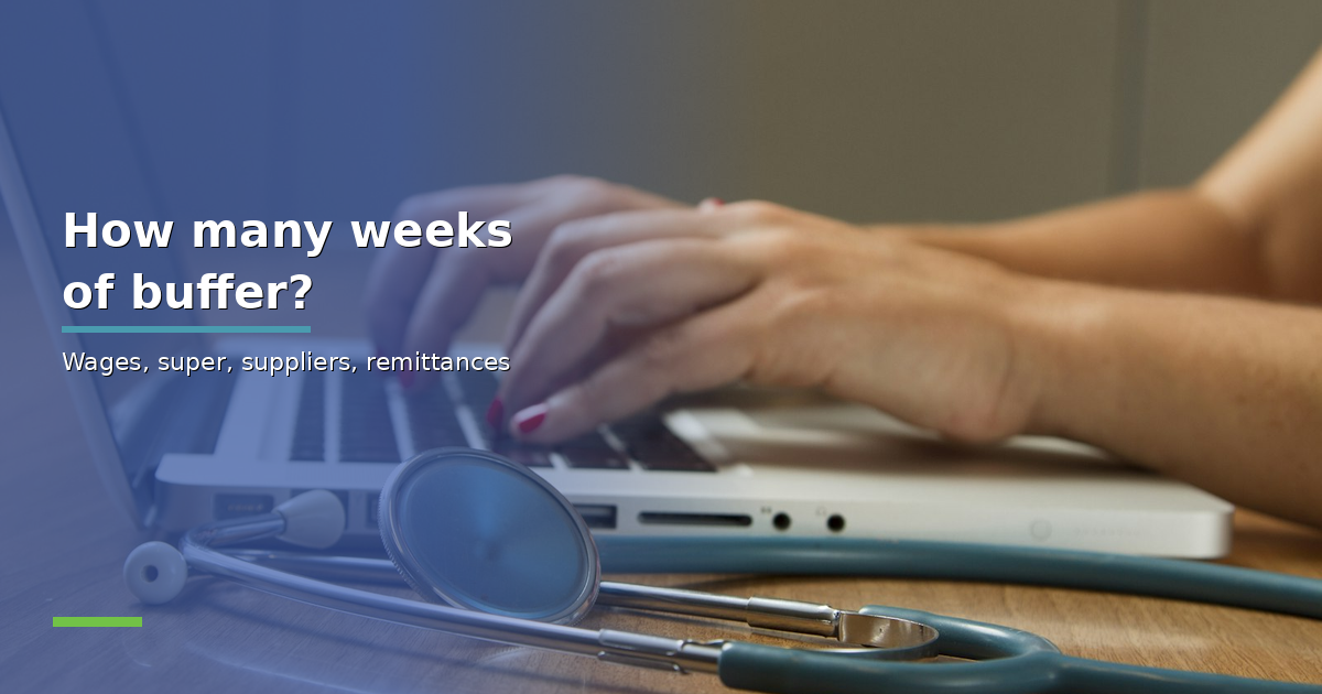 Mid-distance or over-shoulder practice workplace scene with article headline for Full Cycle Accounting.