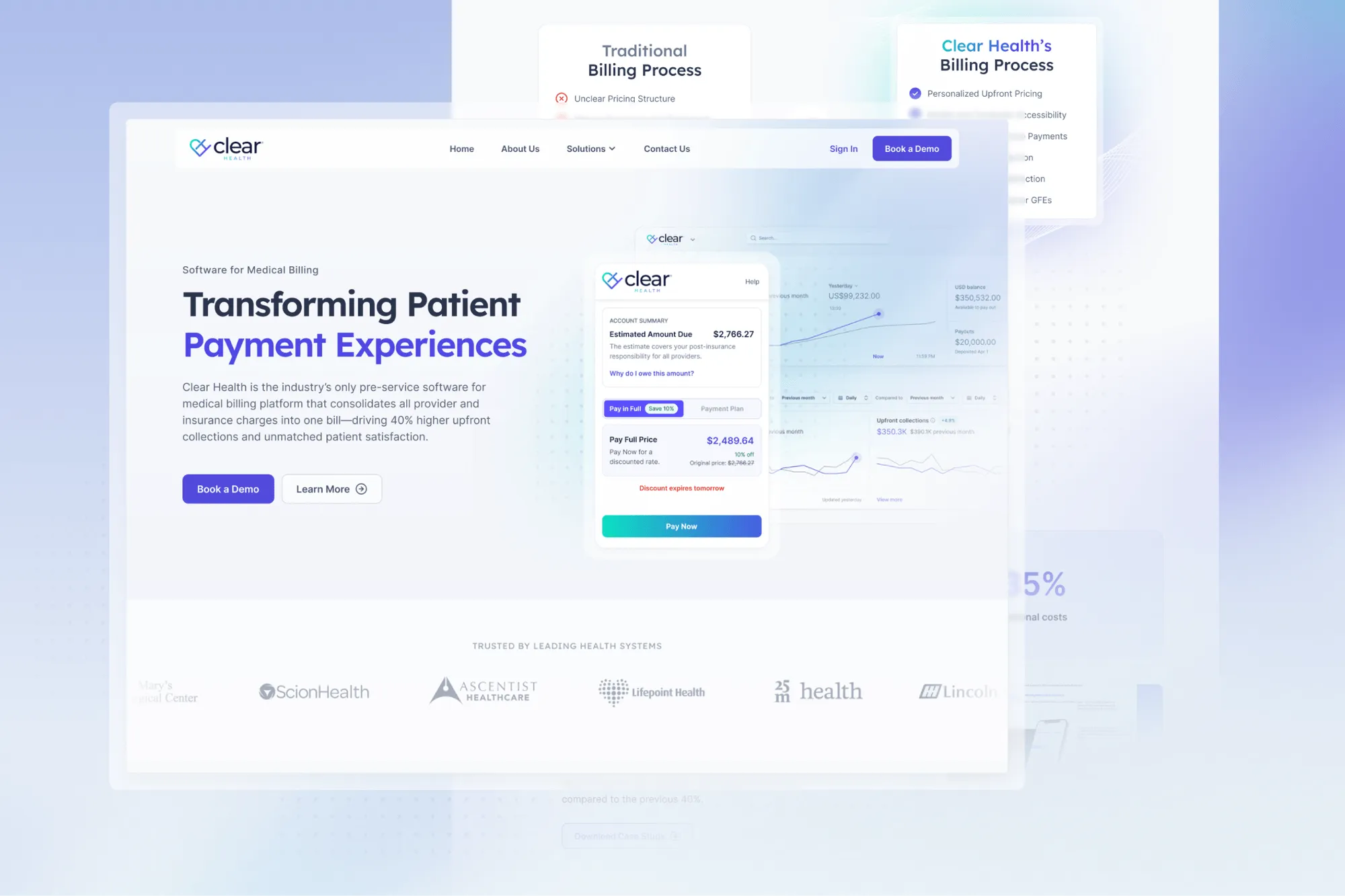 Clear health website design mockup