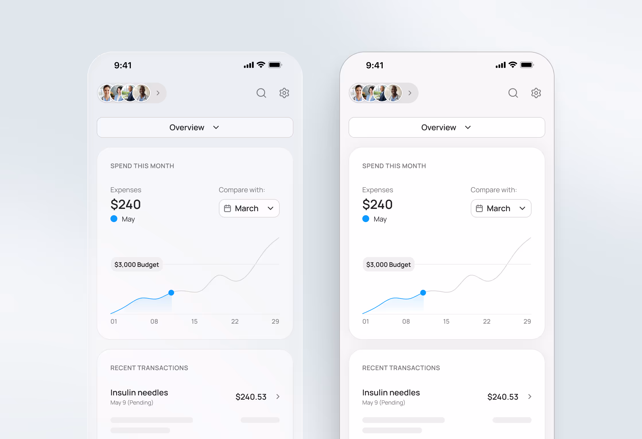Medical revenue management app mockup
