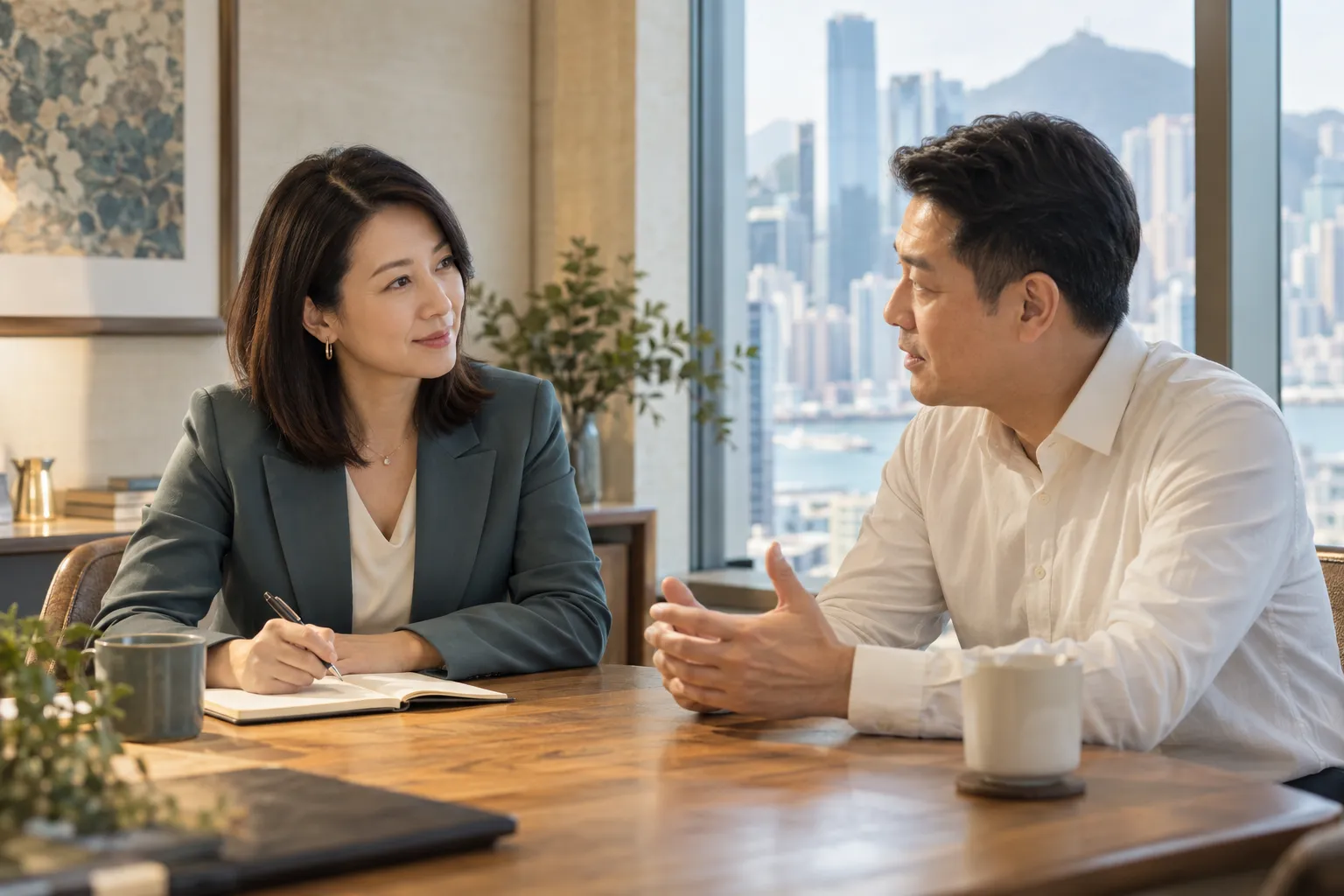 Recruitment consultant listening to a hiring manager
