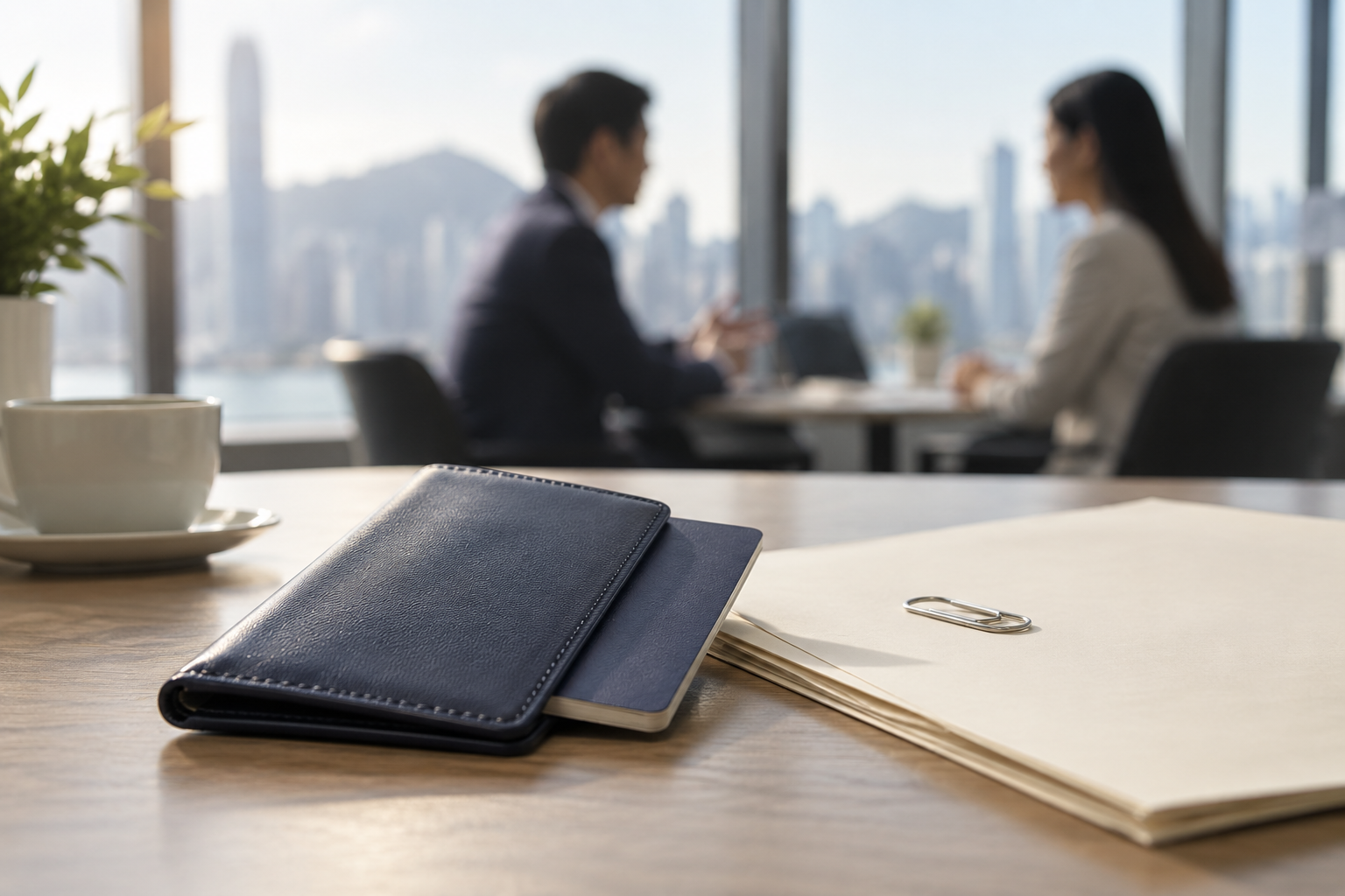 Document wallet and folder prepared for a consultation