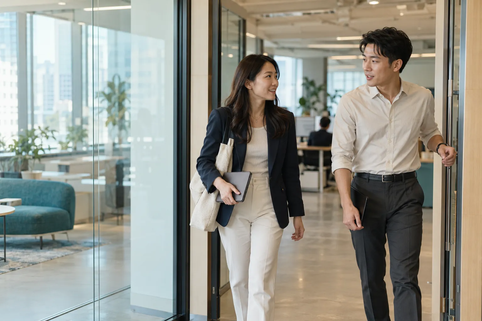 A welcoming recruitment conversation with an HR professional.