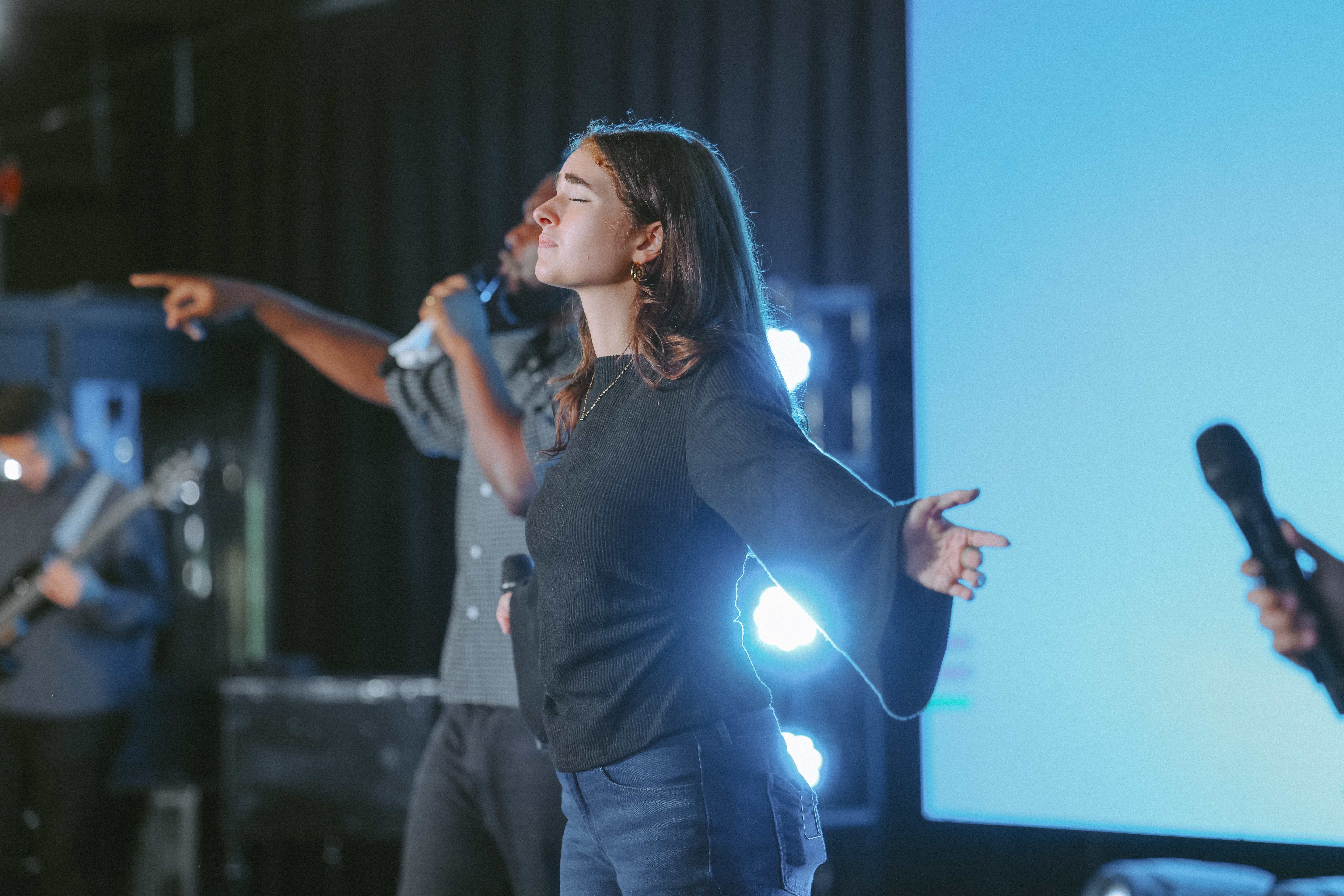 Revival Today School of Worship student leading worship