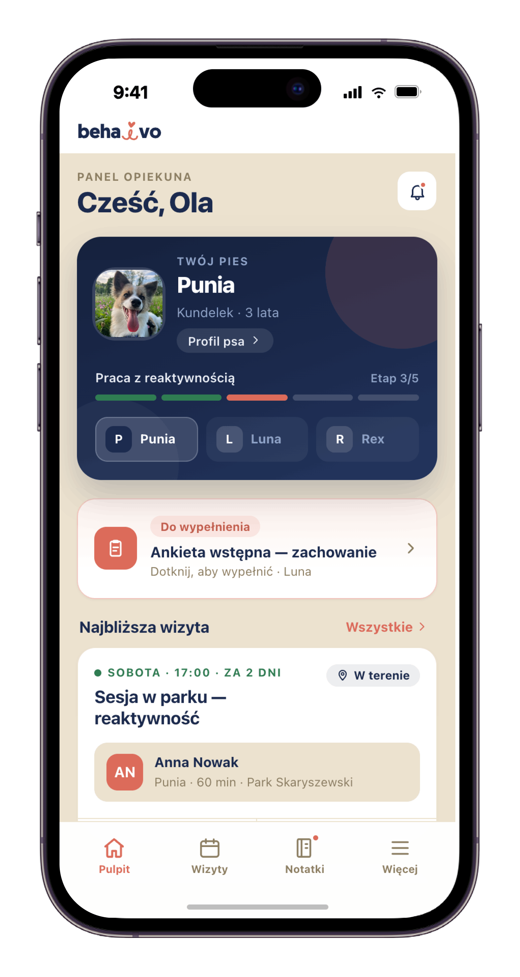 Aplikacja mobilna opiekuna psa