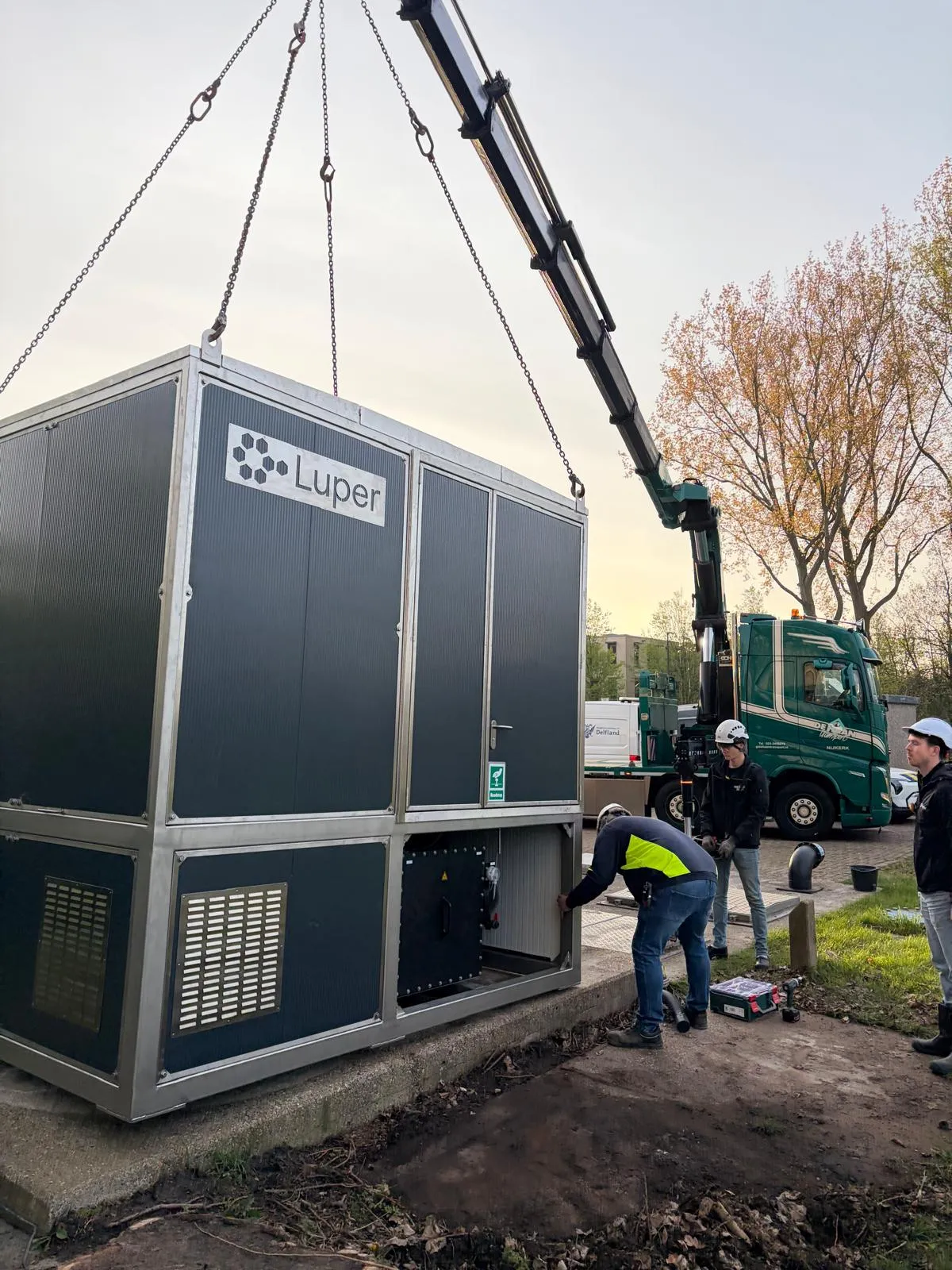 AirShield One being lowered into position at a wastewater facility