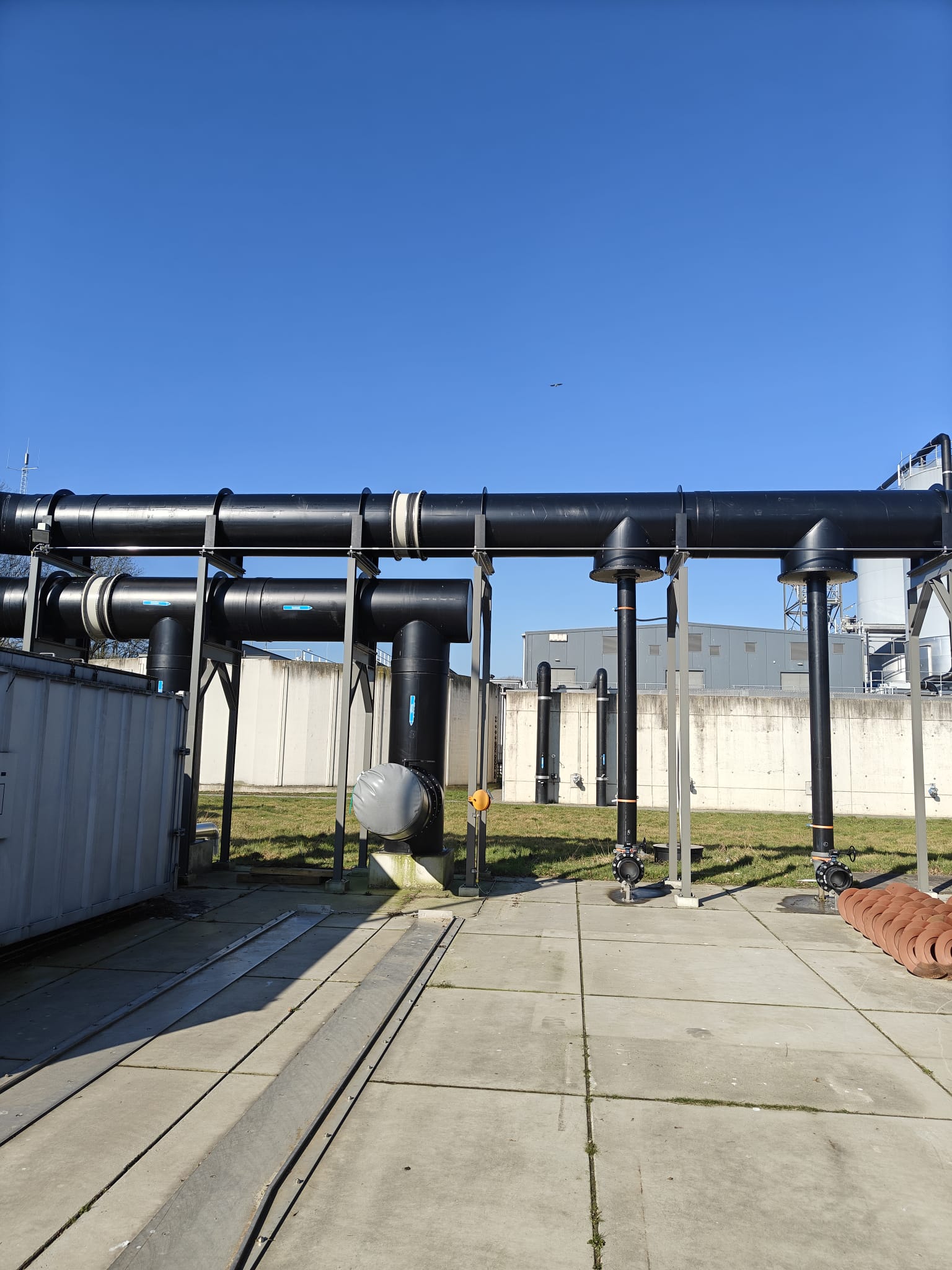 AirShield pilot installation connected to sludge-line air treatment at WWTP Utrecht.