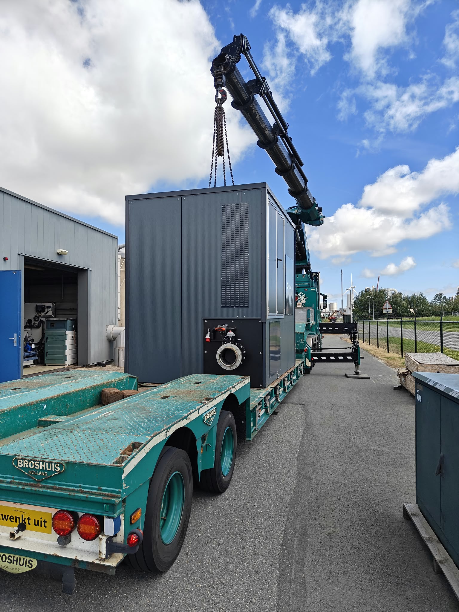 Mobile AirShield demonstration unit beside the equalization tank at North Water, Farmsum