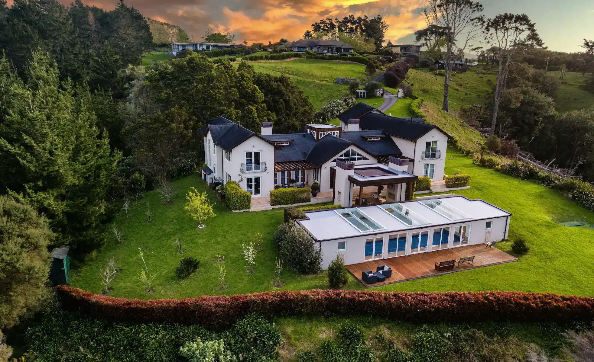 An aerial view of a classy residential building by Serguei Fomine, architectural designer