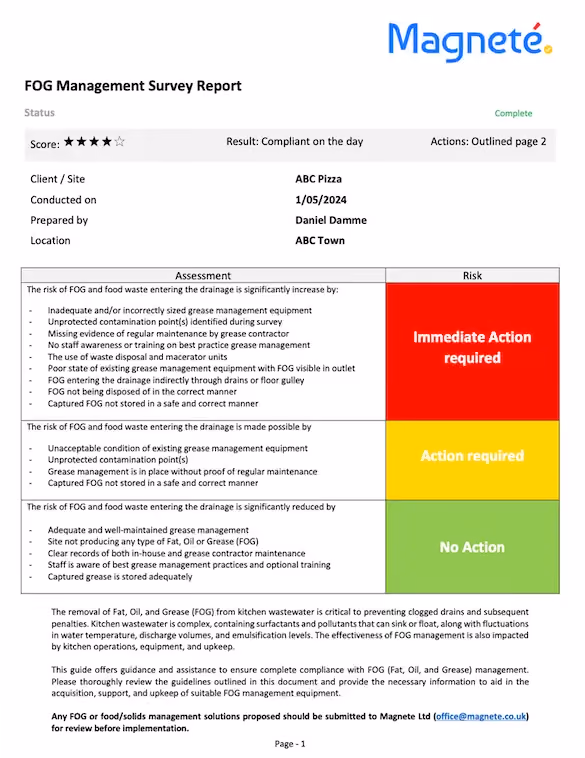 Fat, Oil and Grease Compliance Report