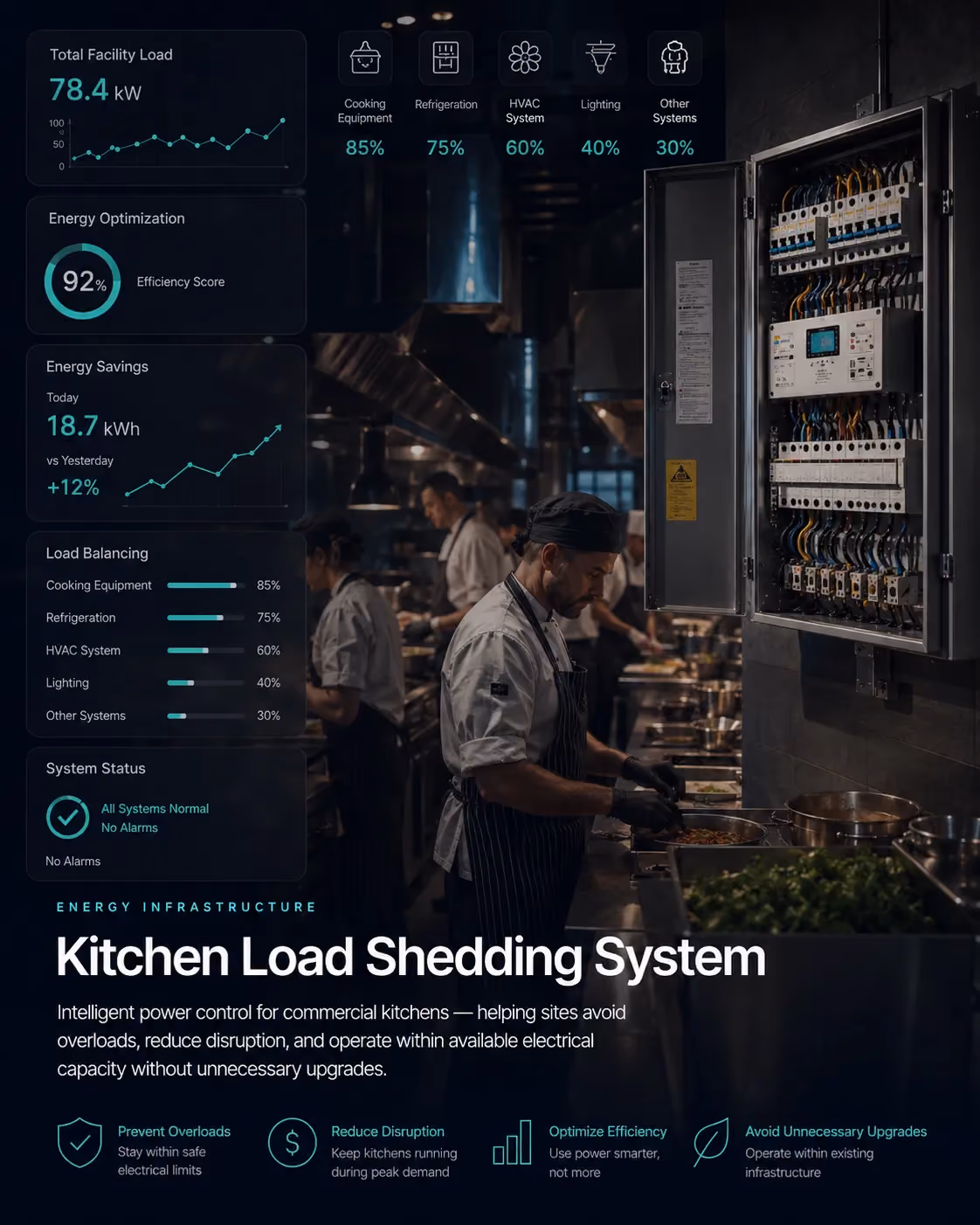 We help commercial kitchens monitor energy use, identify waste and implement practical solutions to reduce operating costs and improve site performance.