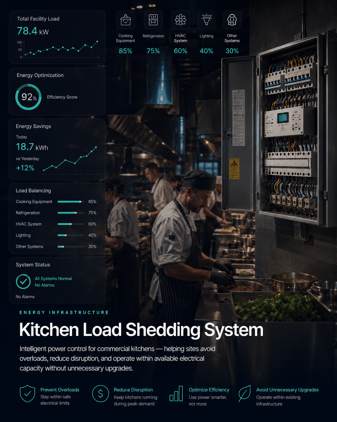 We help commercial kitchens monitor energy use, identify waste and implement practical solutions to reduce operating costs and improve site performance.