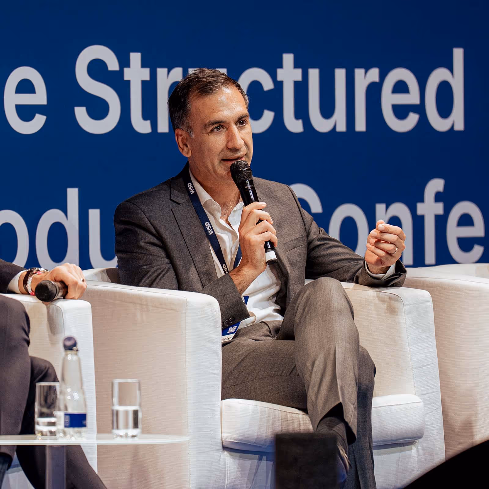 Azad Mahavar, Global Head EQD Structuring - EMEA Head Structured Products Sales at BNP Paribas talking during a panel at SPI Europe 2026, the Structured Products Conference.