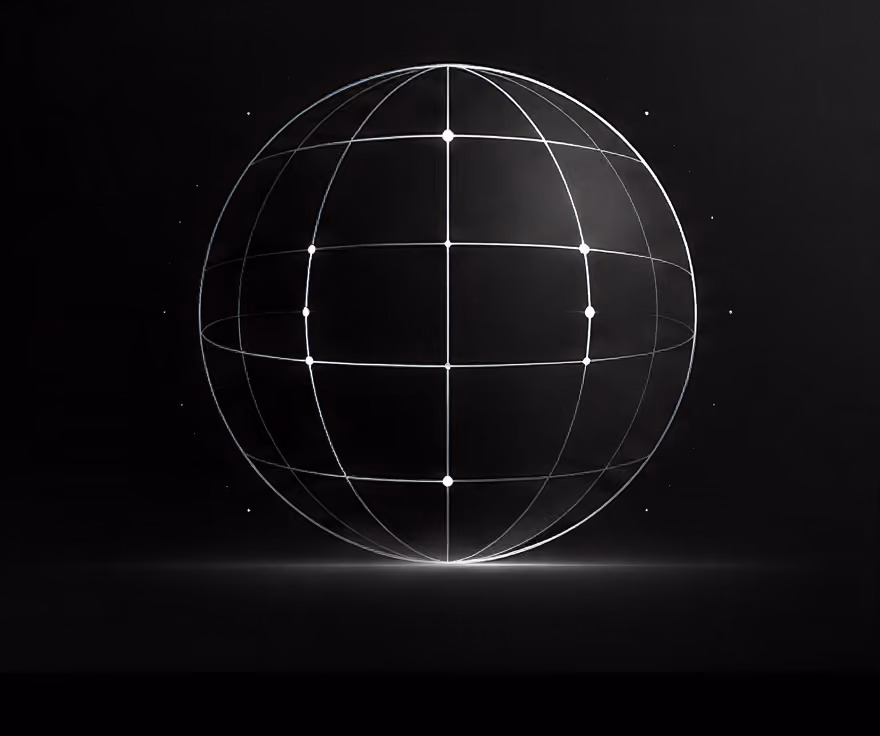 Minimalist line icon of a wireframe globe with grid lines