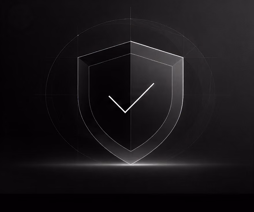 Minimalist line icon of a shield with a checkmark