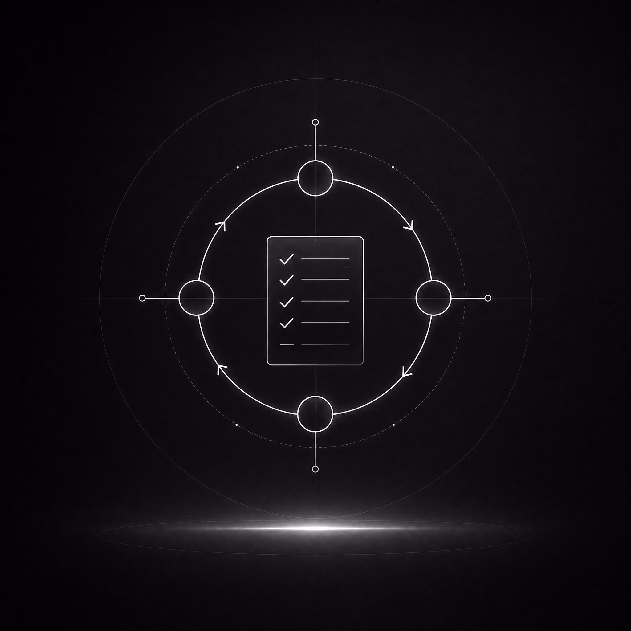 Minimalist line icon representing the project management phase of Dojo Films' production process
