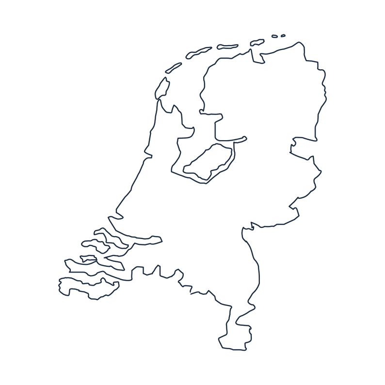 Kaart van Nederland — werkgebied Flevoland, Amsterdam en 't Gooi