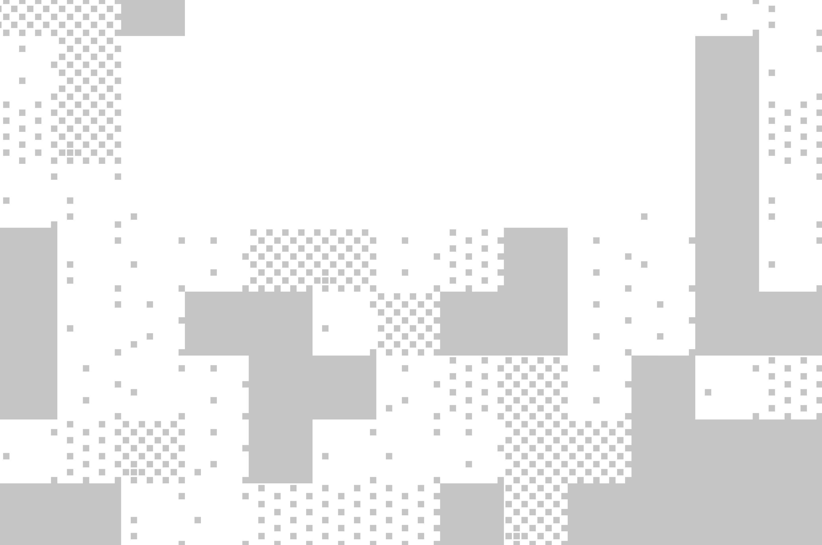 Abstract pattern of black and dark gray squares and rectangles in varying sizes on a grid.