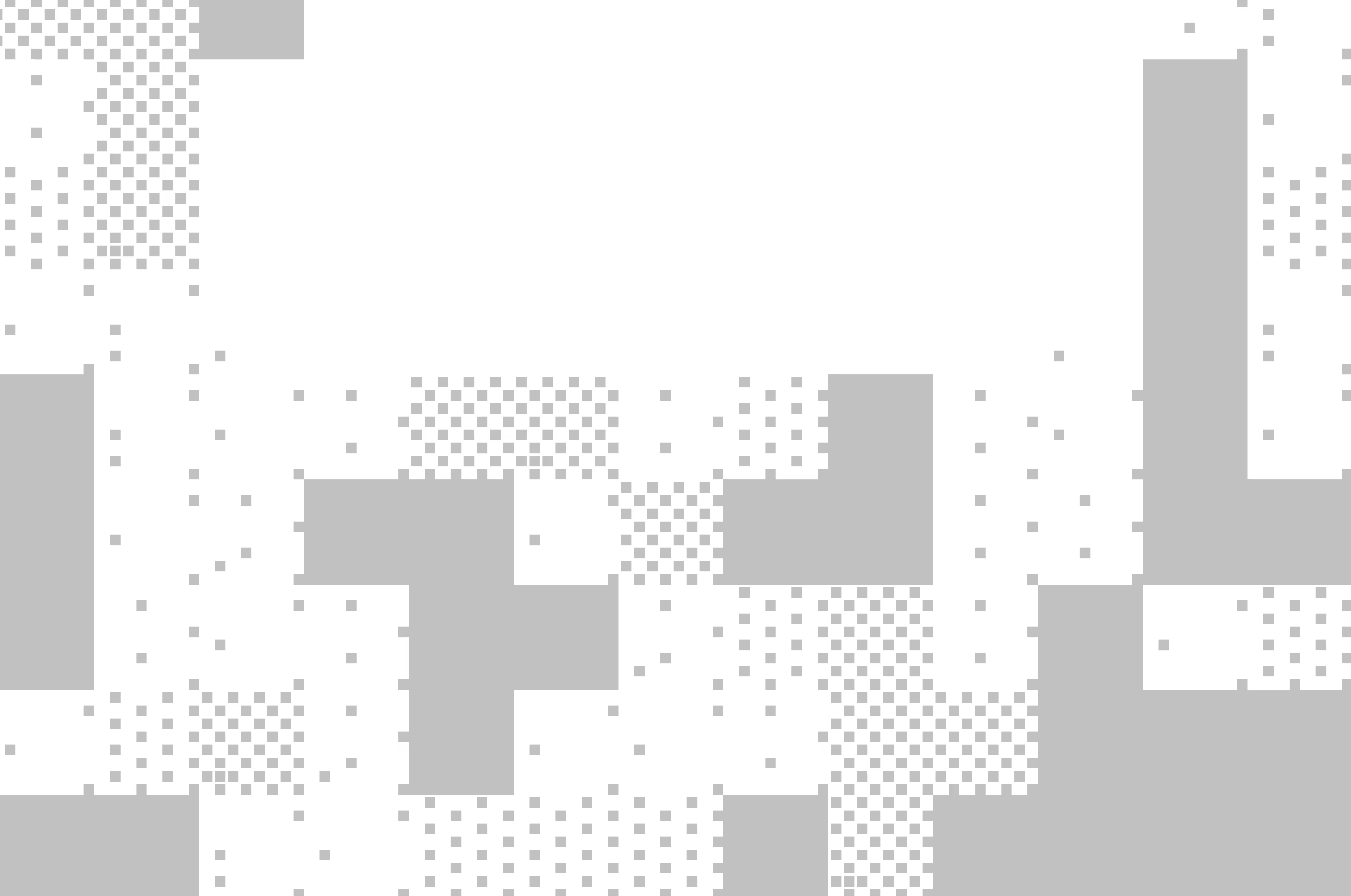Abstract pattern of black and dark gray squares and rectangles in varying sizes on a grid.