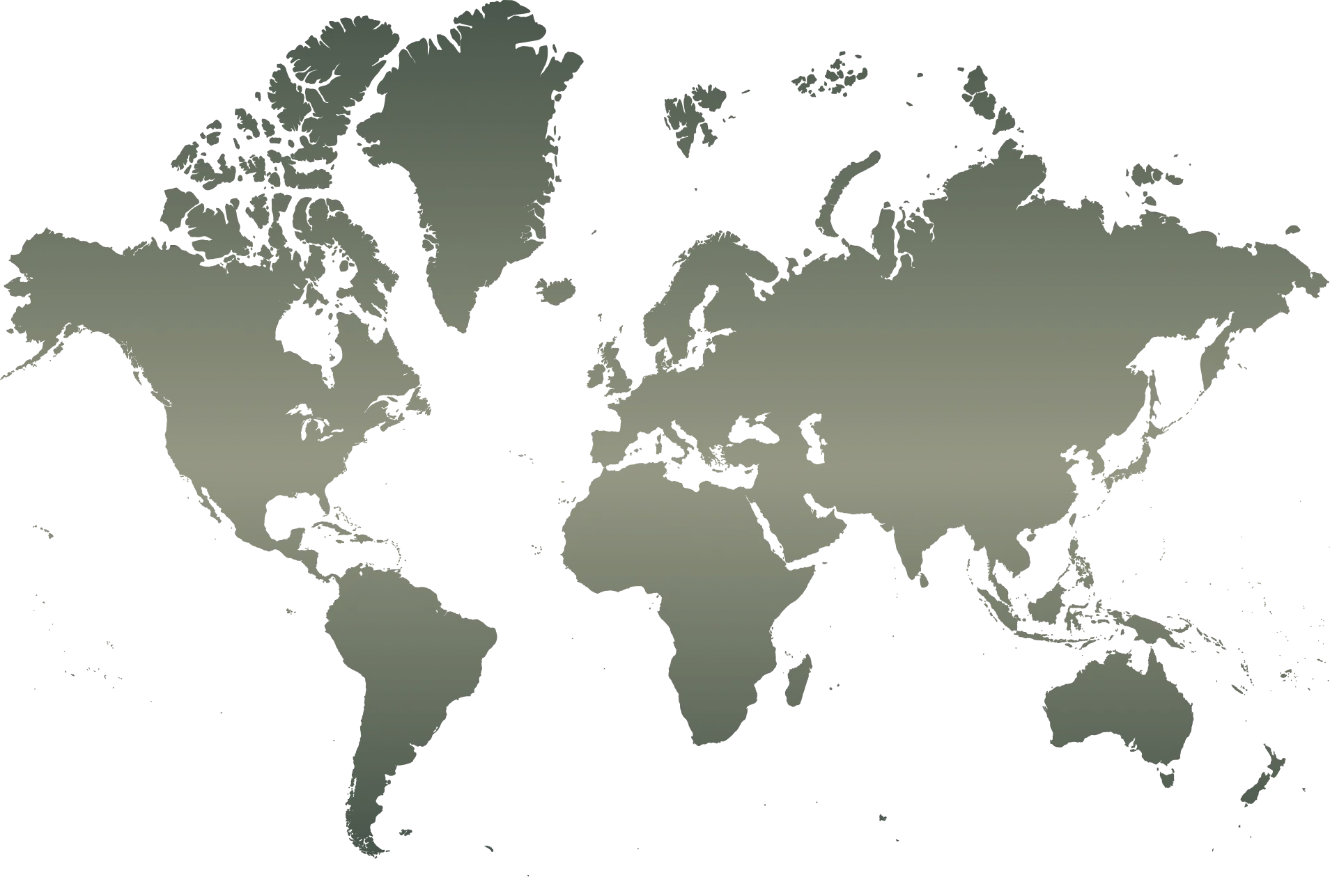 World map with continents outlined in dark green against a black background.