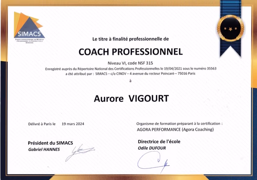 Titre RNCP Aurore VIGOURT