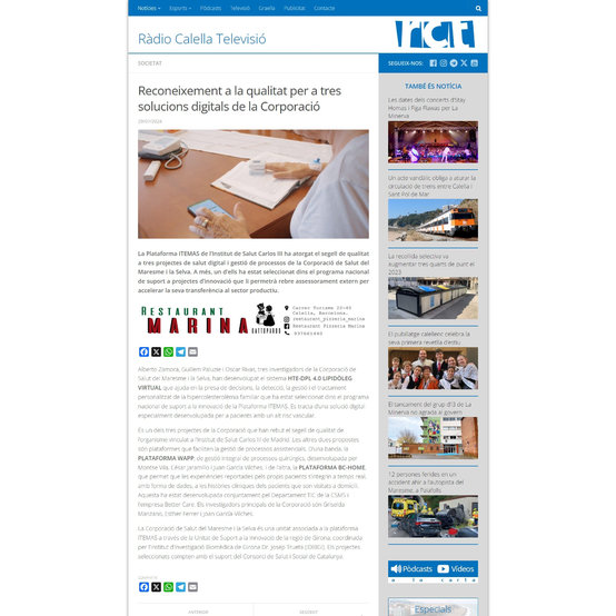 Reconeixement de qualitat per a tres de les solucions digitals de la Corporació