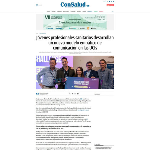 Joves professionals sanitaris desenvolupen un nou model de comunicació empàtica a les UCI