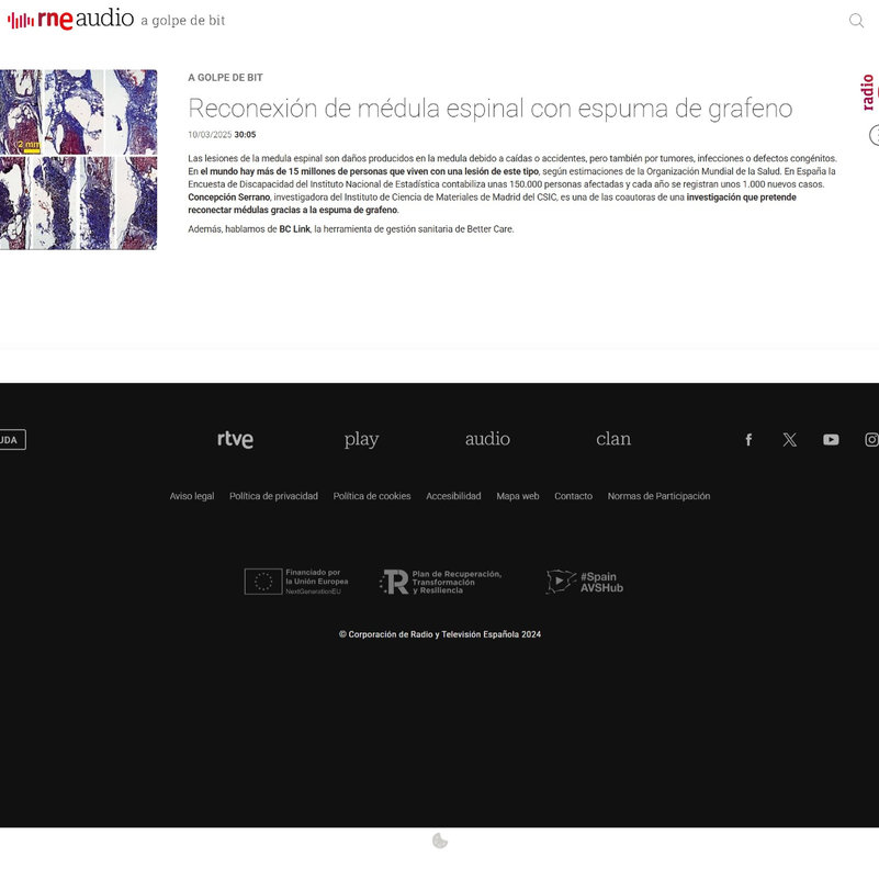 Reconnexió de la medul·la espinal amb escuma de grafè