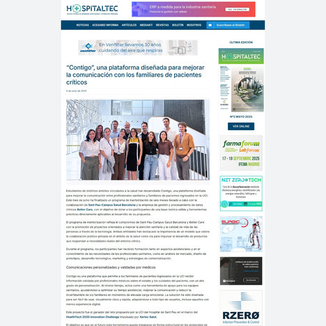 “Contigo”, una plataforma pensada per millorar la comunicació amb les famílies dels malalts crítics