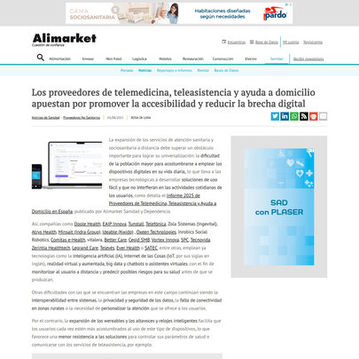 Els proveïdors de telemedicina, assistència remota i ajuda a domicili aposten per promoure l'accessibilitat i reduir l'escletxa digital