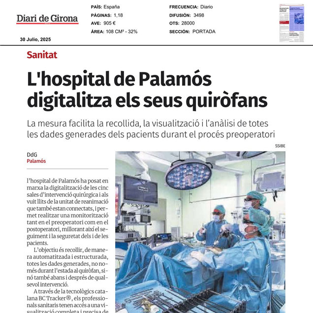 L'Hospital de Palamós digitalitza quiròfans per millorar la seguretat dels pacients