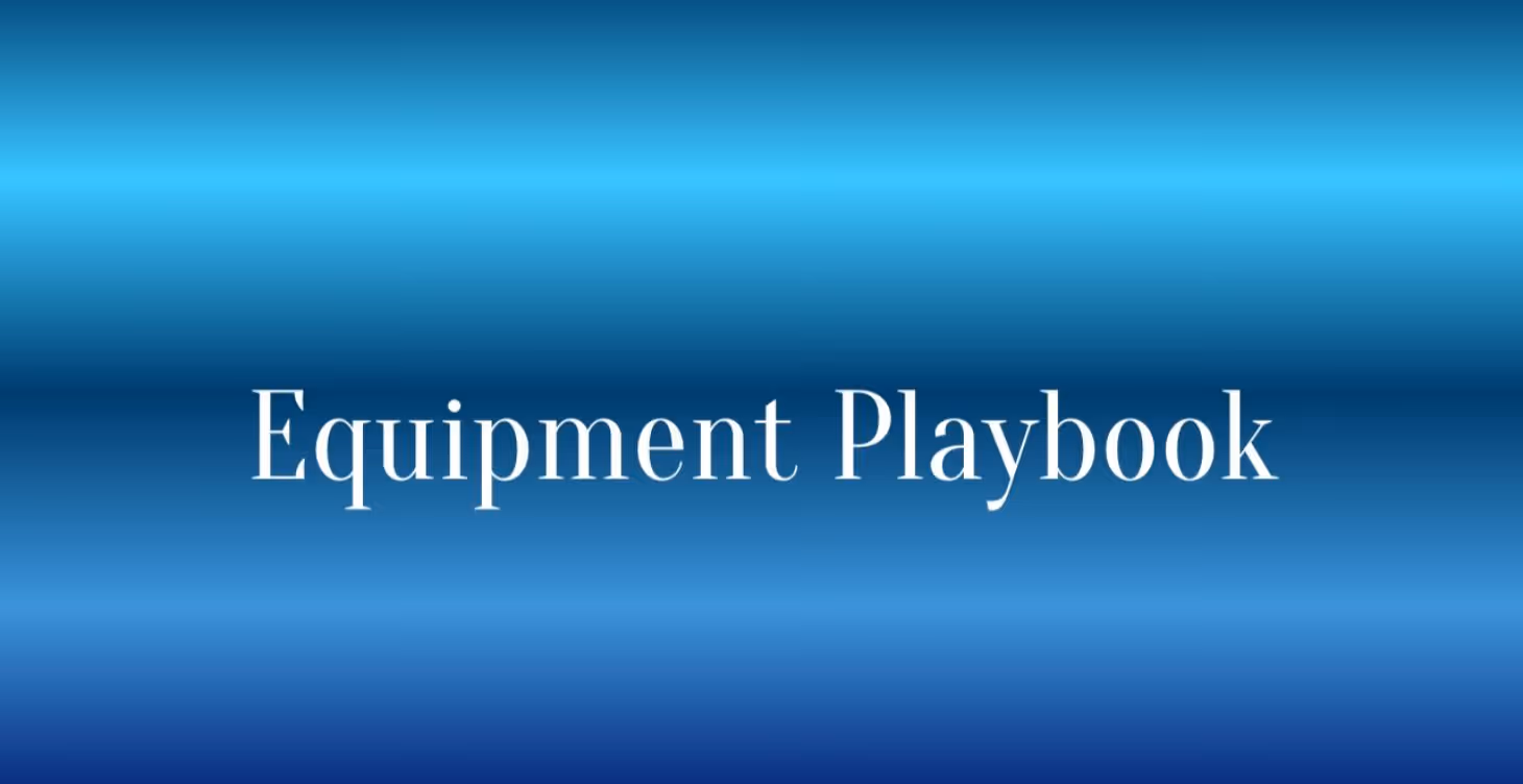 Equipment Playbook text on a blue background