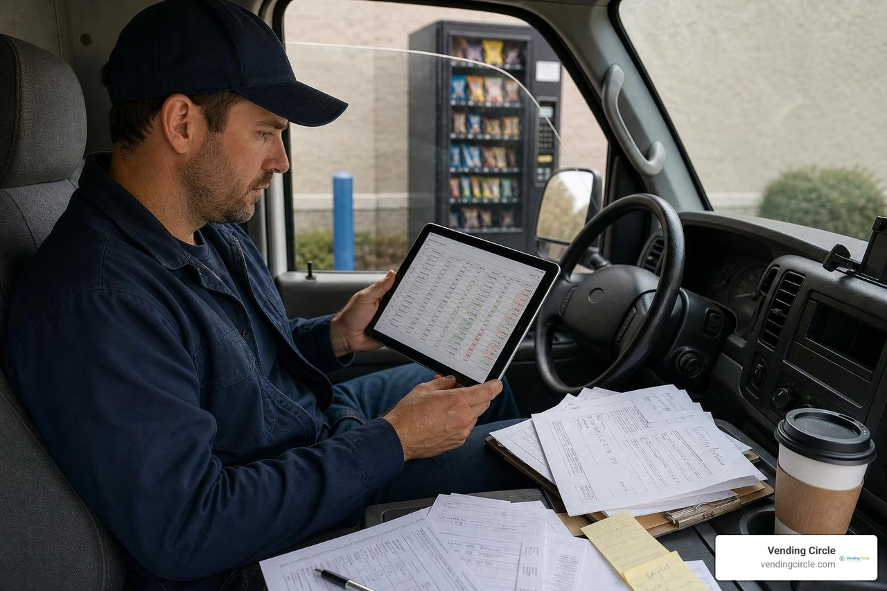 A cluttered spreadsheet on a tablet used for manual route tracking A cluttered spreadsheet on a tablet used for manual route tracking