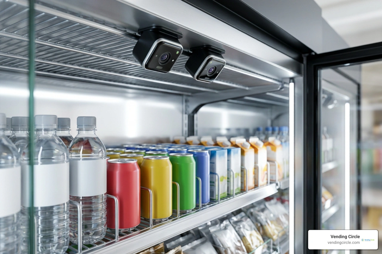 Dual vision camera sensors scanning cooler shelves