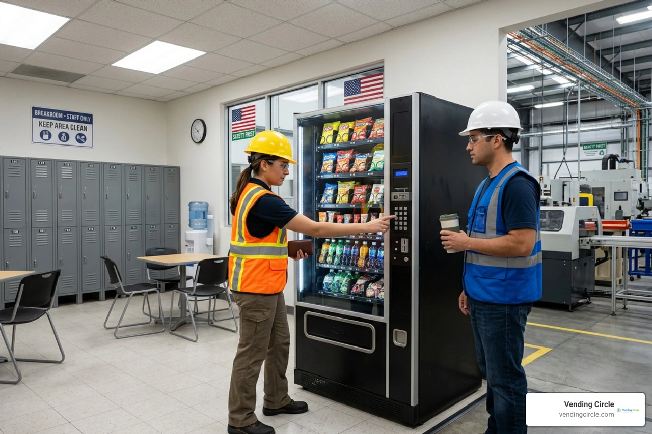 vending machine in manufacturing breakroom vending machine in manufacturing breakroom