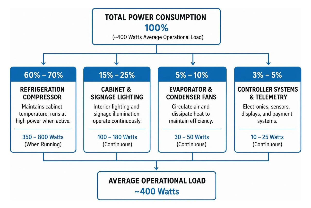 Vending machine power consumption breakdown diagram