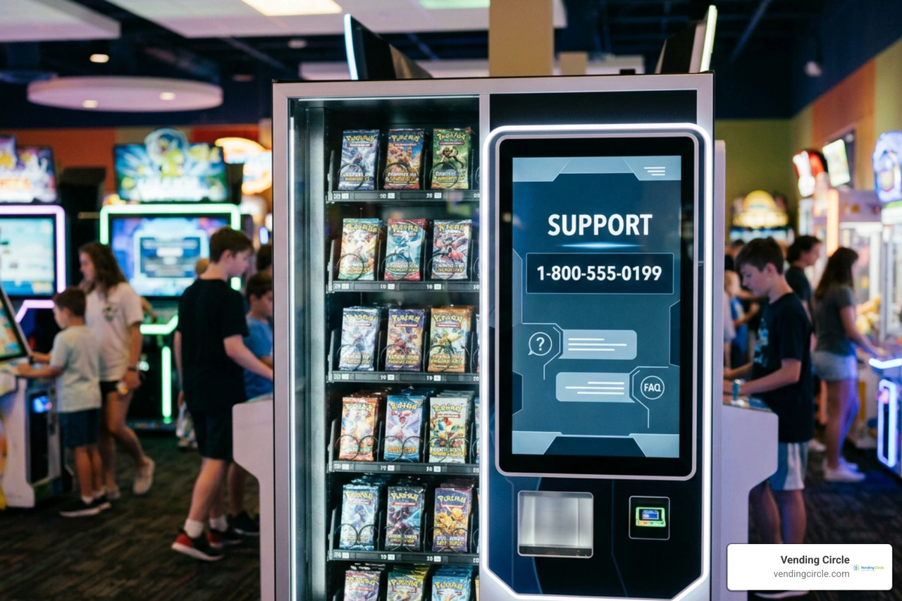 Customer service hotline on machine display