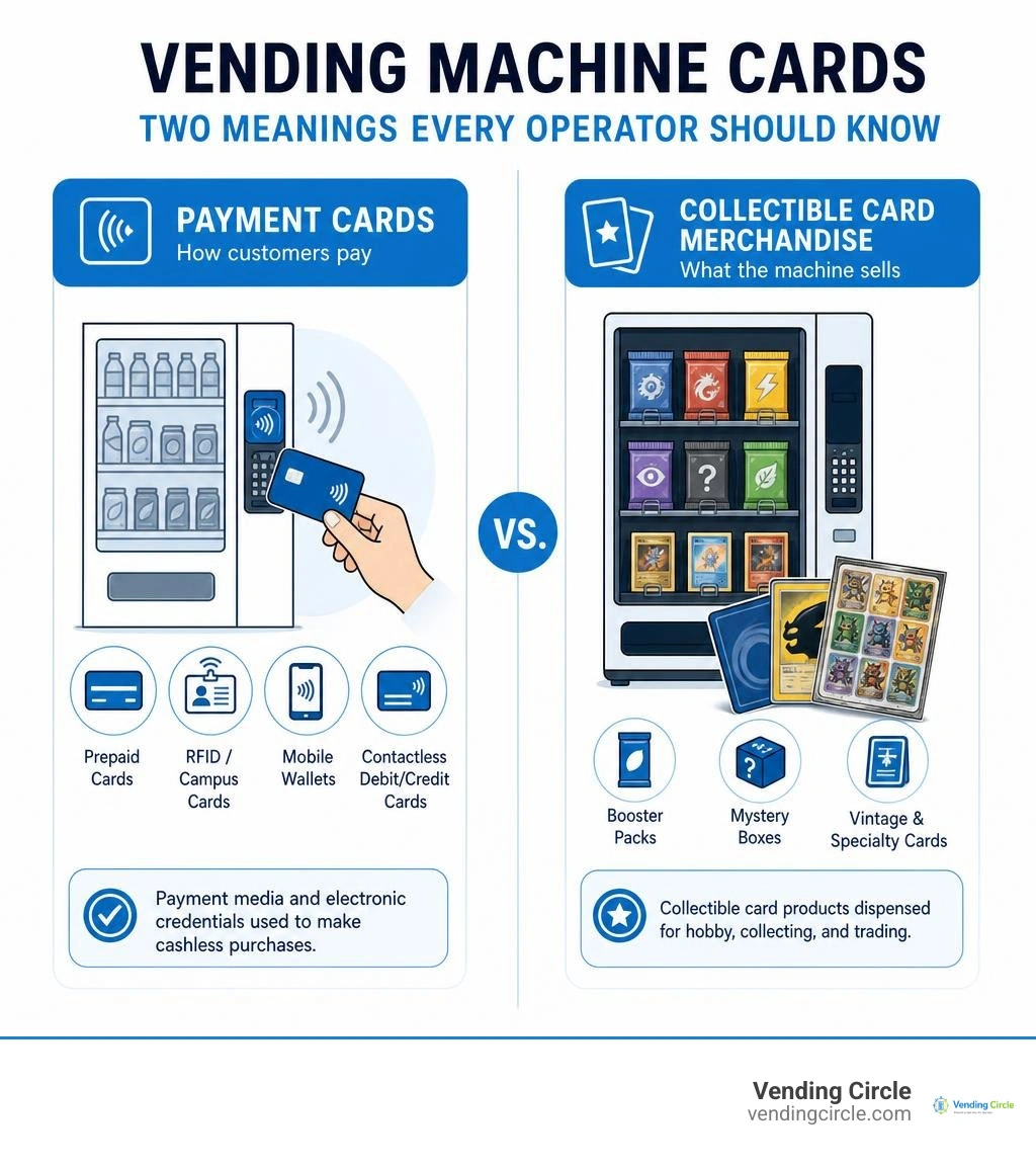 Payment cards versus collectible card merchandise in vending machines infographic Payment cards versus collectible card merchandise in vending machines infographic