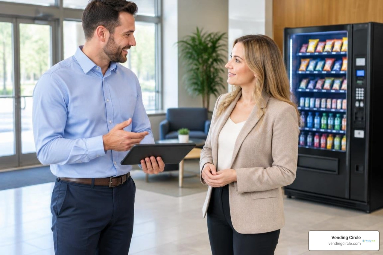 Vending operator presenting proposal to property manager Vending operator presenting proposal to property manager